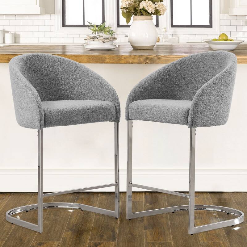26" Fabric Upholstered Counter Height Bar Stools with Arms - 37" H x 22.4" W x 22" D
