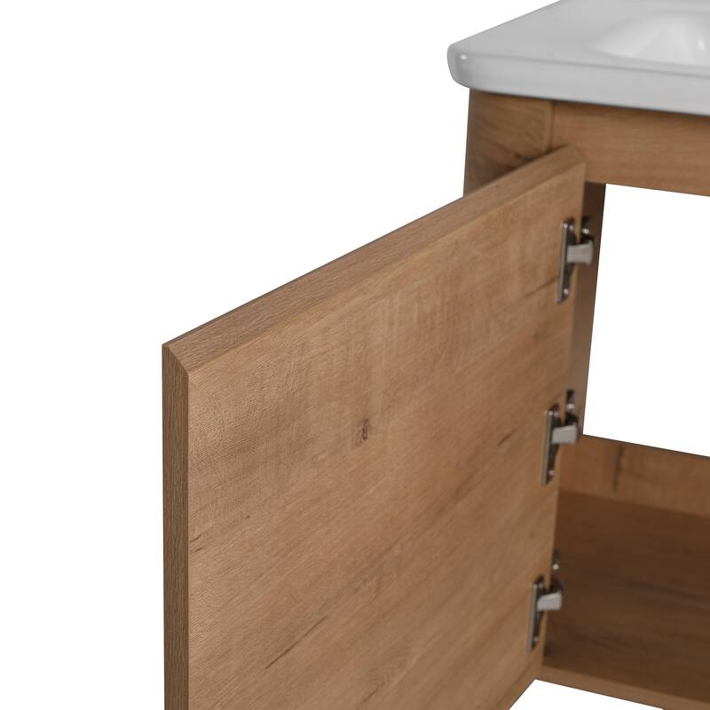 Floating Bathroom Vanity with Sink, Wall-Mounted Bathroom Storage Cabinet, Vanity Cabinet & Ceramic Sink Set