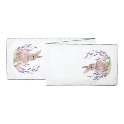 14" x 72" Lilac Spring Easter Bunny Rabbit Decorative Table Runner