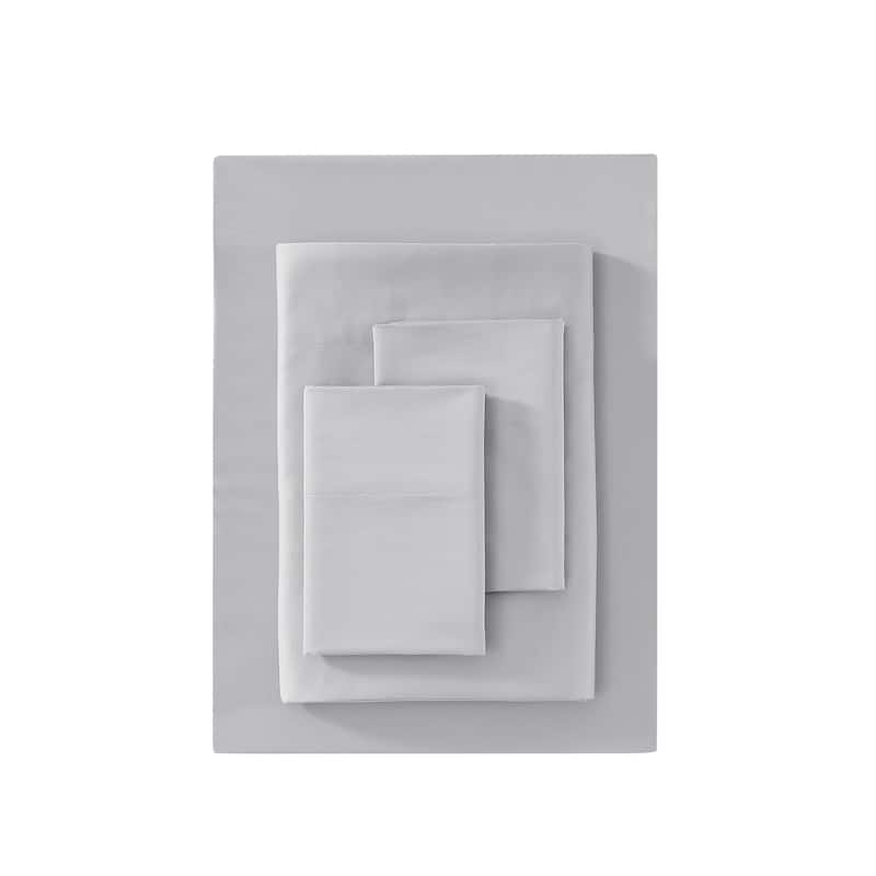 Vera Wang T1000 Sateen Cotton Solid Sheet Set - Grey - King