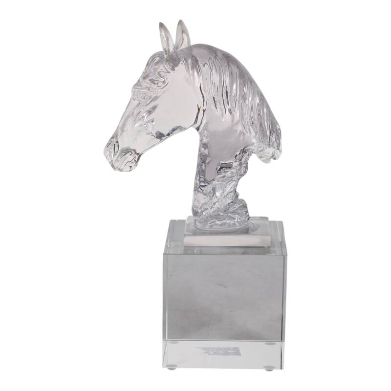 Resin Horse Sculpture with Crystal Base Figurine Accent - 10" Clear - 6" x 3.5" x 9.5"