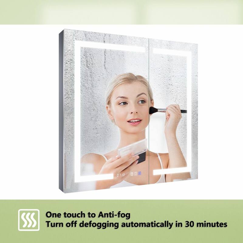 ExBrite LED Lighted Bathroom Medicine Cabinet with Mirror, Recessed or Surface