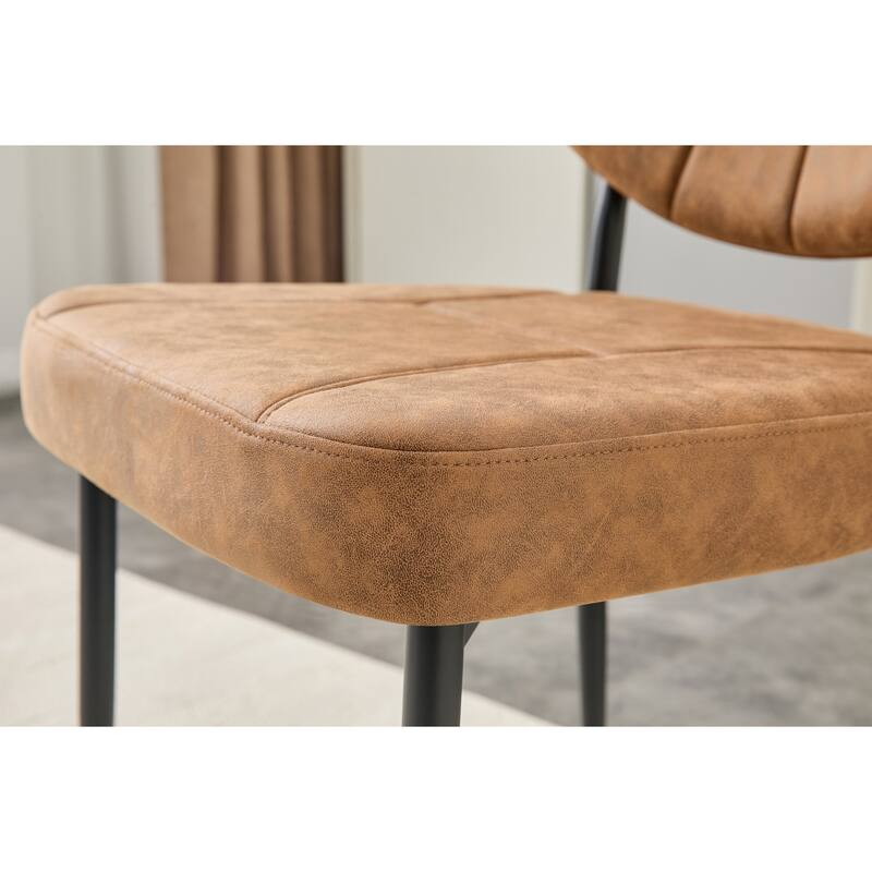 Set of 4, 20" PU Leather Upholstered Dining Chairs with Metal Legs