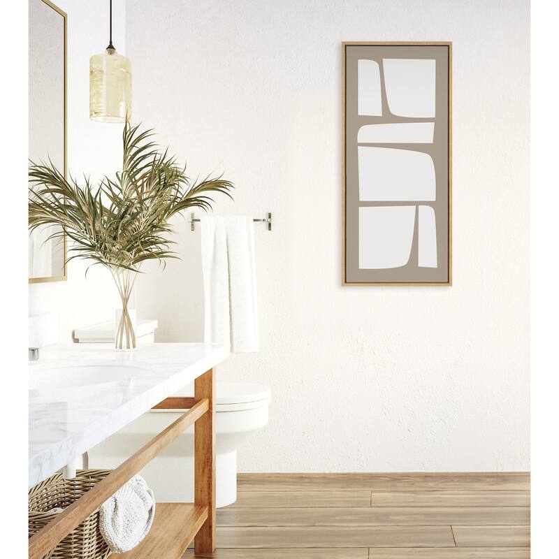 Kate and Laurel Sylvie Neutral Abstract Aztec Shapes Panel Framed Canvas by The Creative Bunch Studio