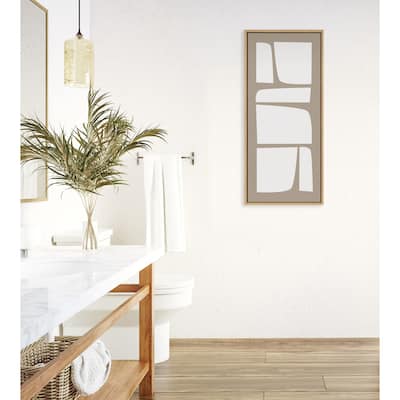 Kate and Laurel Sylvie Neutral Abstract Aztec Shapes Panel Framed Canvas by The Creative Bunch Studio