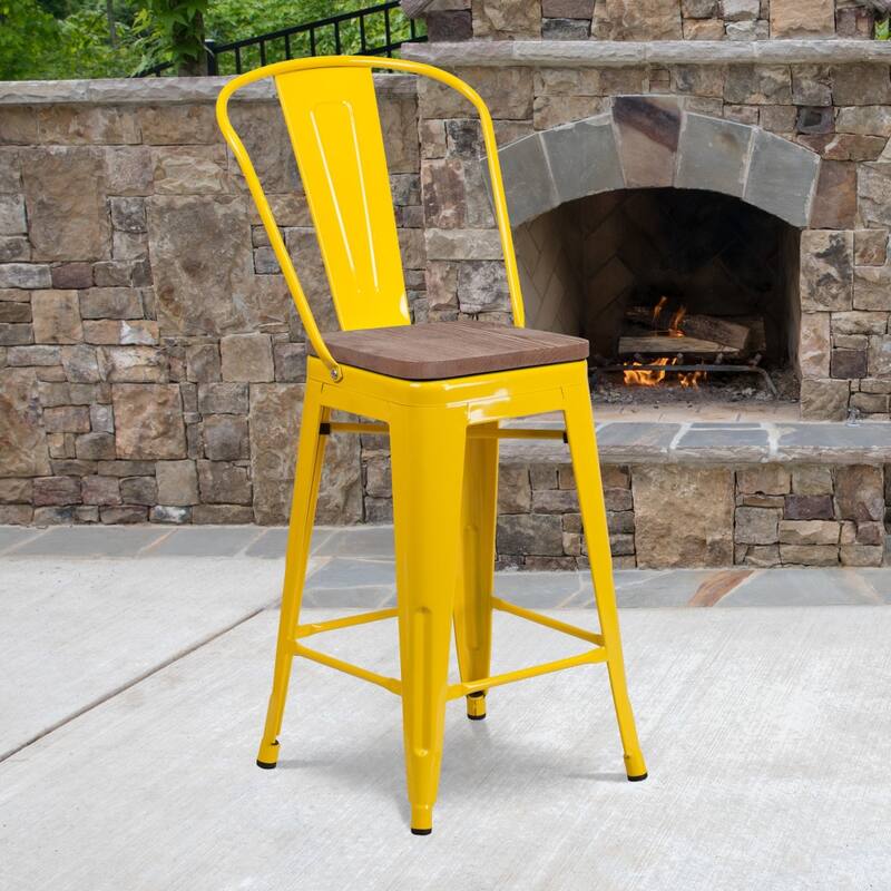 All-Weather Commercial Counter Stool with Removable Back & Poly Resin Seat