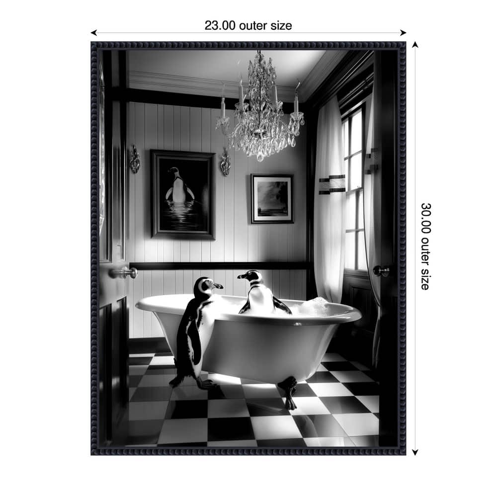 Penguin Romance by Niky Rahner Framed Canvas Wall Art