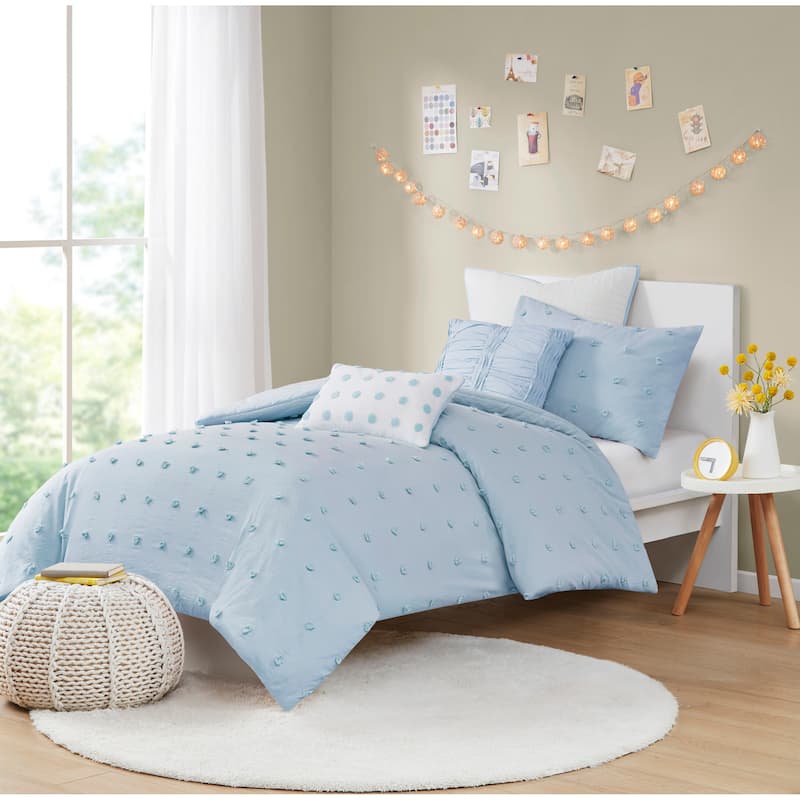 Intelligent Design Maize Cotton Jacquard Duvet Cover Set with Euro Shams and Throw Pillows