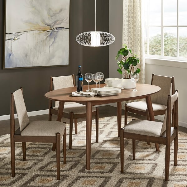 Rondo MidCentury Walnut Oval Dining Table by iNSPIRE Q Modern On