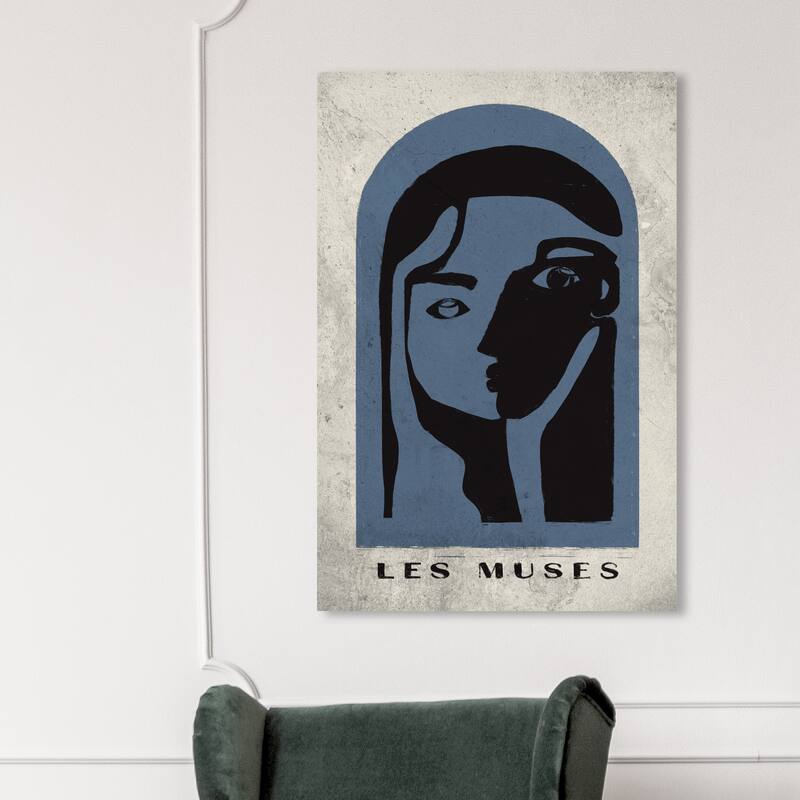 Wynwood Studio Fashion and Glam Les Muses Poster Blue and Modern & Contemporary Wall Art Canvas Print - 45 x 30