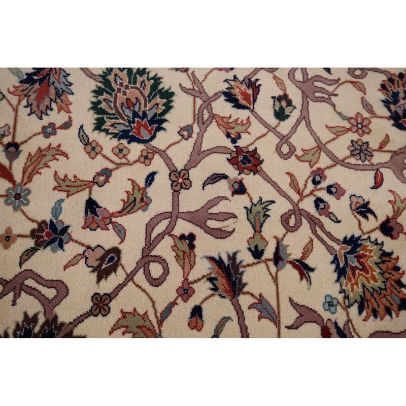 Vegetable Dye Floral Agra Large Indian Rug Hand-Knotted Wool Carpet - 11'6" x 17'9"