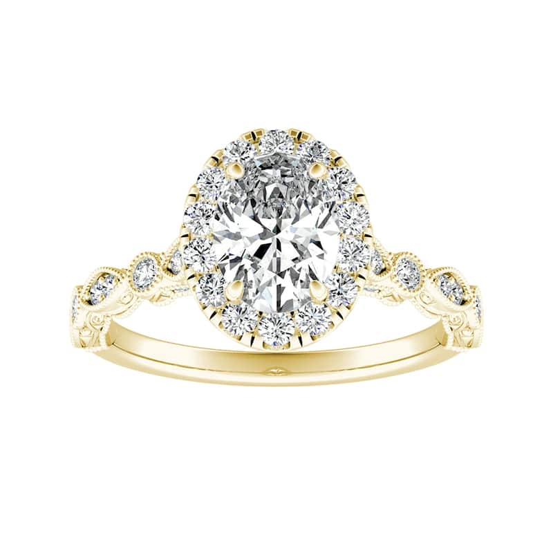Auriya 14k Gold Vintage Oval-cut 5/8ctw Halo Diamond Engagement Ring