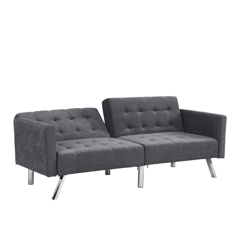 Convertible Folding Dark Grey Linen Sofa Bed for Small Spaces