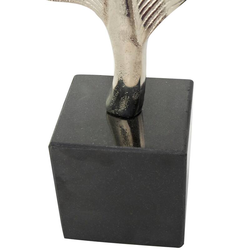 CosmoLiving by Cosmopolitan Gold or Silver Aluminum Metal Feather Bird Sculpture with Black Marble Base