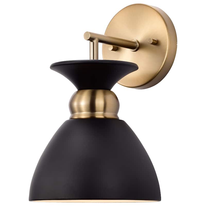 Perkins 1 Light Wall Sconce Matte Black with Burnished Brass