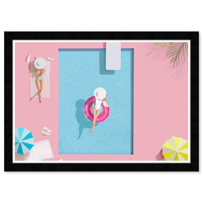 Wynwood Studio Prints Fashion and Glam Barbies at the Pool Pink and Pastel Pink Glam Wall Art Canvas Print