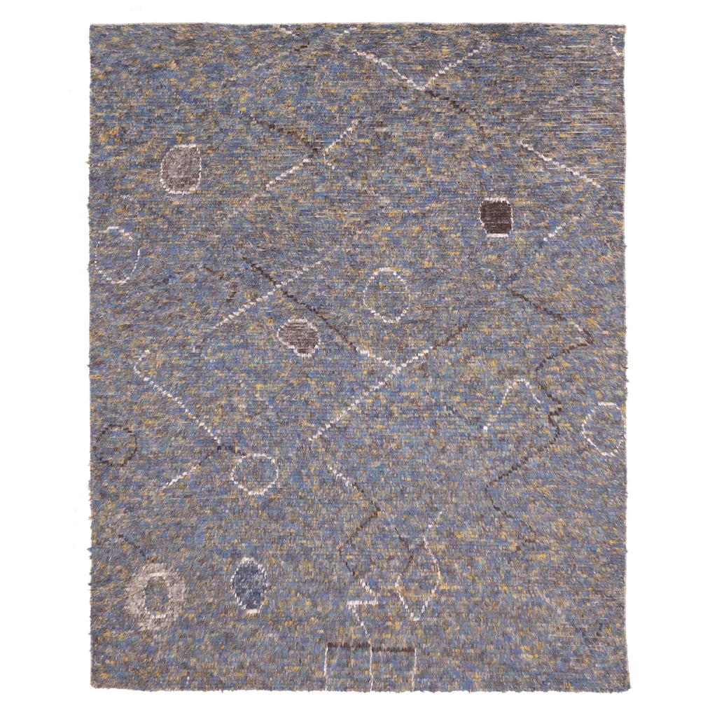 ECARPETGALLERY Hand-knotted Tangier Blue Wool Rug - 8'0 x 10'1