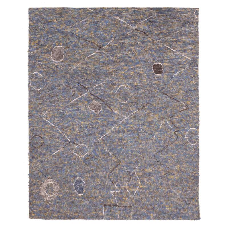 ECARPETGALLERY Hand-knotted Tangier Blue Wool Rug - 8'0 x 10'1