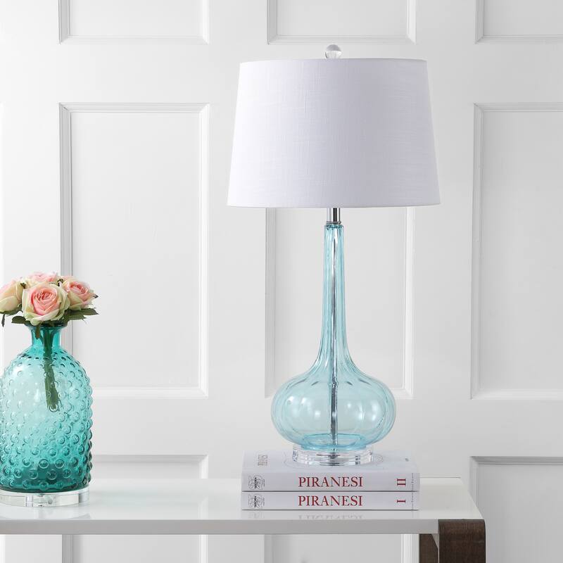 Diamante 28.5" Glass Teardrop LED Table Lamp, Pink (Set of 2) by JONATHAN Y