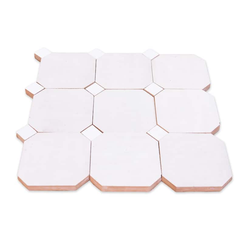 Contemporary Zellige Panels, 12" X 12" X 1/2", Off-White with White accents