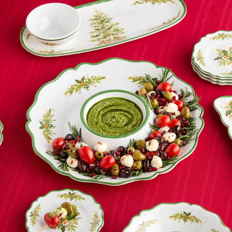Certified International Holly Tree Melamine 2pc Appetizer Set