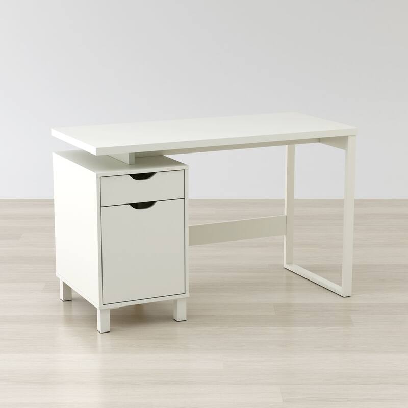 Writing Desk 47 Inch - Modern Computer Study Table for Home Office - White Finish