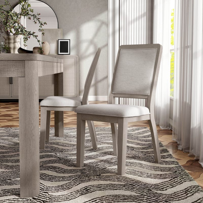 Furniture of America Billet Modern Natural Oak Wood Upholstered Side Chair (Set of 2)