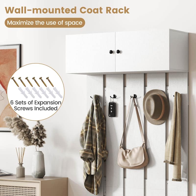 Costway Wall Mounted Entryway Wall Coat Rack with 5 Double Hooks & - See Details