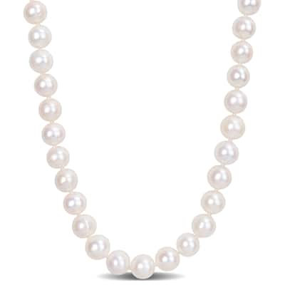 Miadora 9-10mm Cultured Freshwater Pearl Strand with Silvertone Clasp