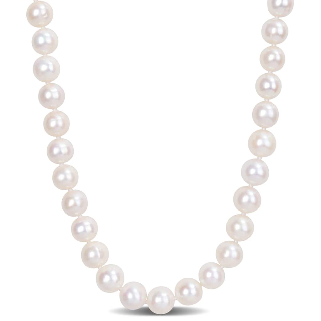 Miadora 9-10mm Cultured Freshwater Pearl Strand with Silvertone Clasp