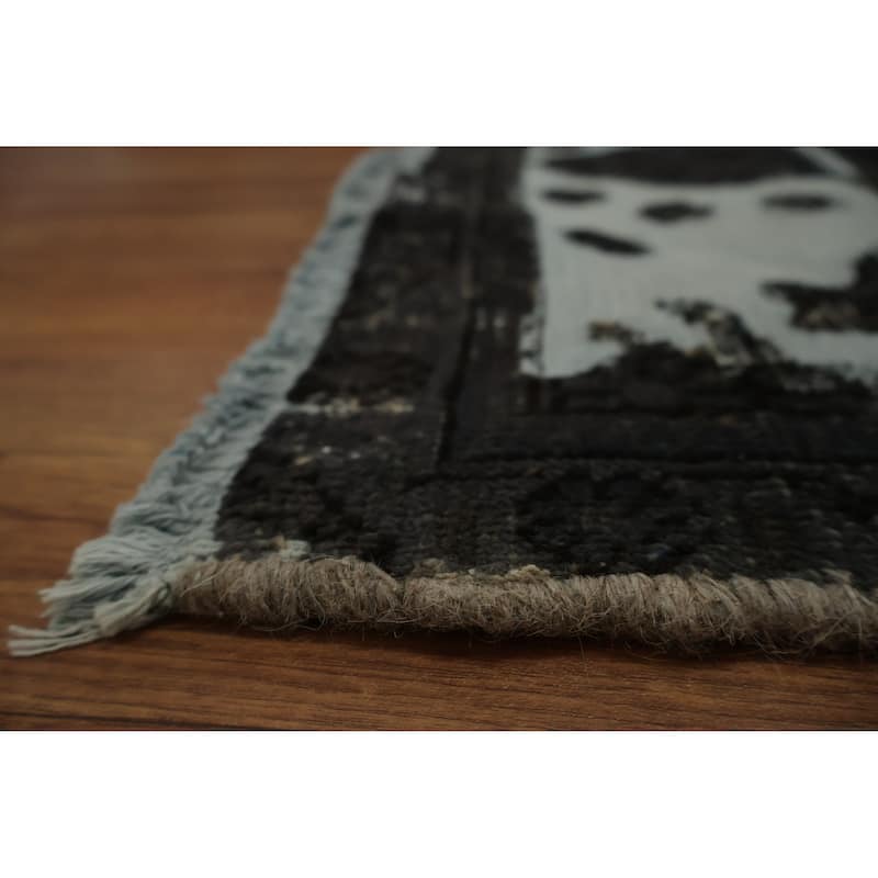 Hand Knotted Oriental 100% Wool Carpet Traditional Floral Greys & Charcoal Tabriz Area Rug - 12' 5'' X 9' 4''