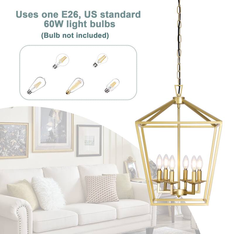 6 Soft Gold Light Pendant - 10.72"x10.72"x24"