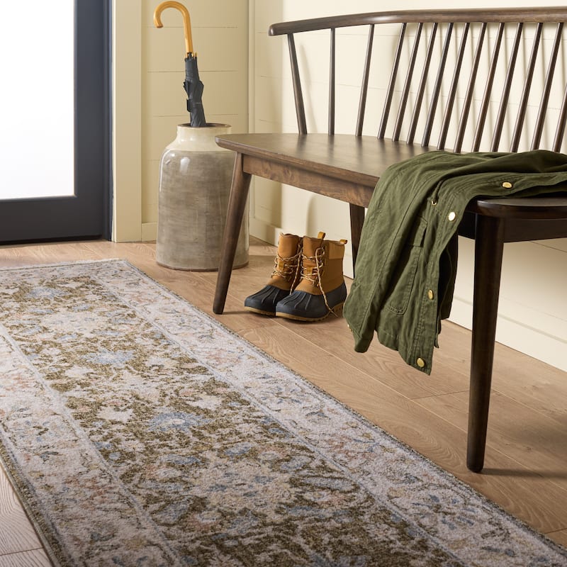 Martha Stewart Myrtille Traditional Rug - 2'6" x 8' - Ivory/Green