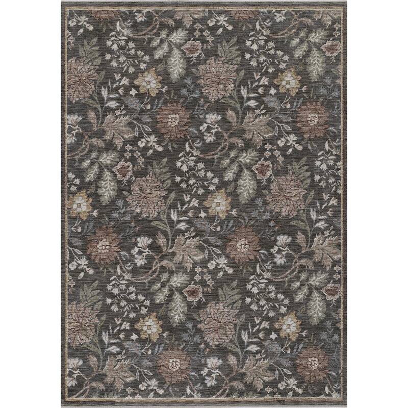 Momeni Wisteria Polyester Traditional Area Rug - Charcoal - 7'10" X 10'