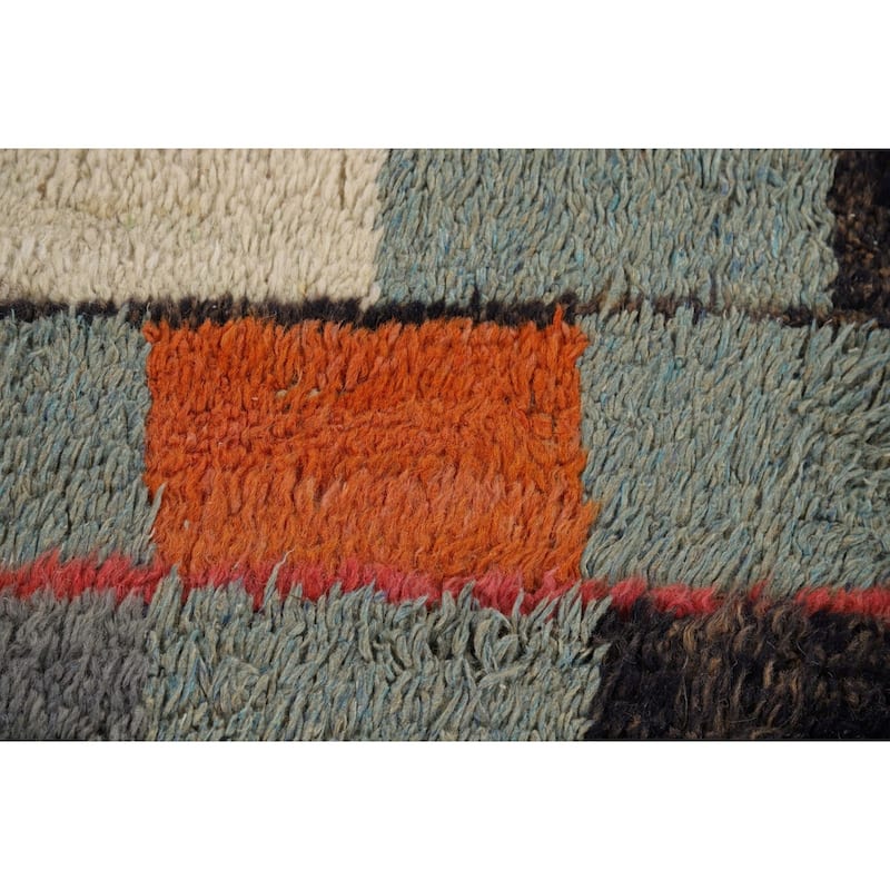 Checkered Moroccan Area Rug Hand-Knotted Wool Carpet - 8'0" x 10'11"