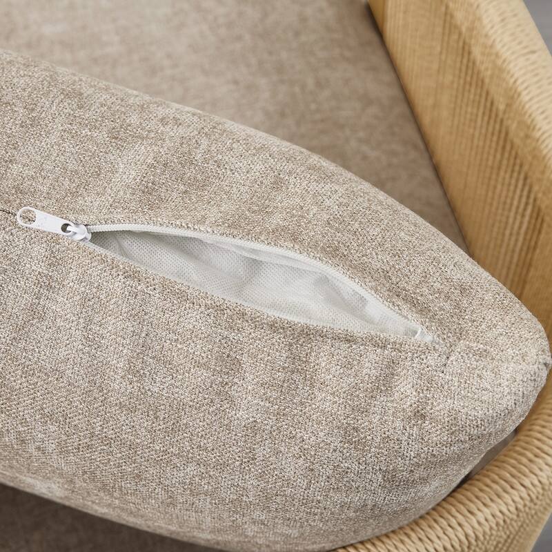 Spruce & Spring Modern Boho Braid Swivel Accent Chair with Hand-Woven Paper Cord Arm