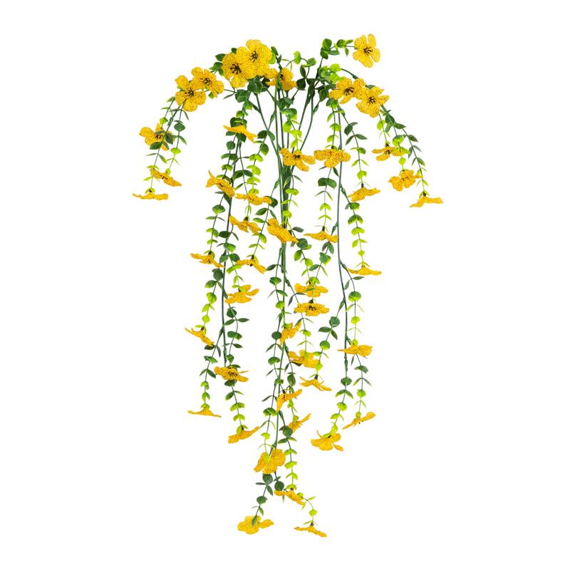 31-in UV Resistant Artificial Daisy Hanging Plant - Set of 6