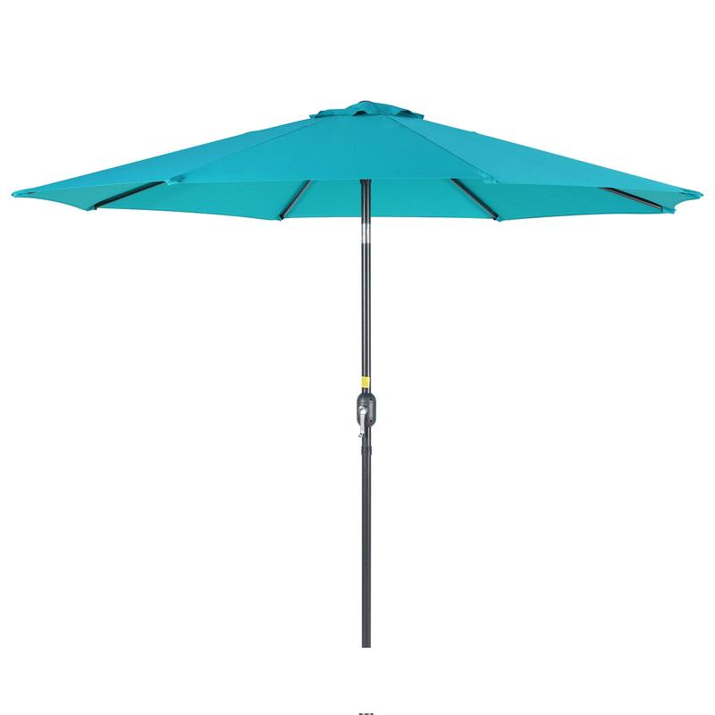 LIVOOSUN 9Ft Large Round Outdoor Patio Market Umbrella with Crank and 8 Ribs, Gray