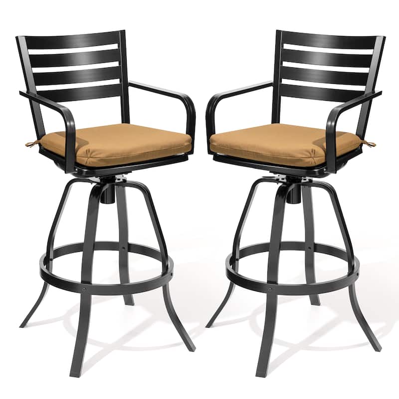 Crestlive Outdoor Cast Aluminum Swivel Bar Stool with Sunbrella Cushion - 18.5" W x 18.5" D x 45.67" H