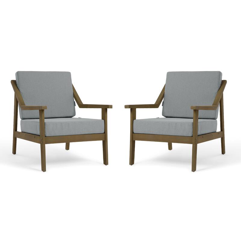 Outdoor Patio Club Chair Arm Lounge Cushion Chair (Set of 2)