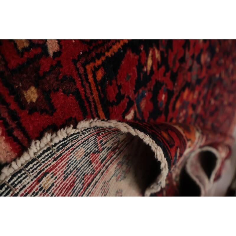 Hand Knotted Oriental 100% Wool Carpet Traditional Floral Navy Blue & Blues Malayer Area Rug - 11' 3'' X 5' 0''