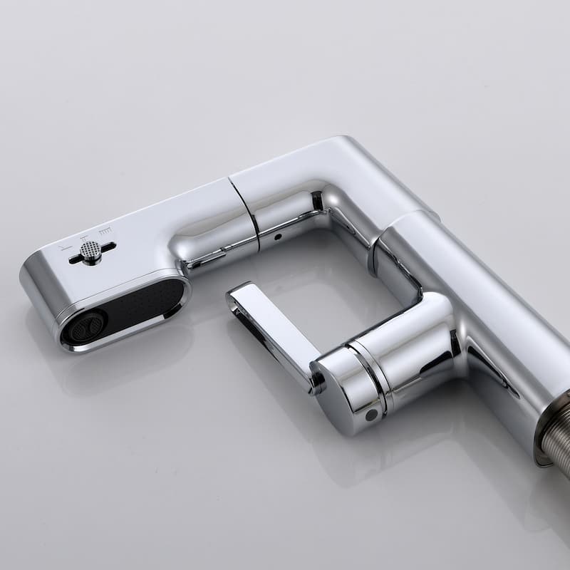Single Handle Pull-Out Digital Display White Bathroom Faucet