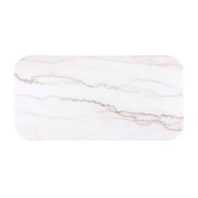 Modern Genuine Marble Top Coffee Table with Accent Gold Stainless Steel Base