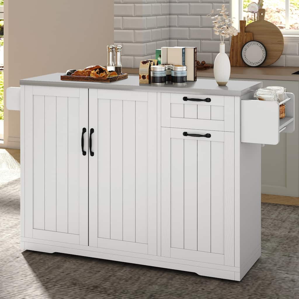 Moasis Rolling Mobile Kitchen Island with Wheels Drop Leaf, Stainless Steel Top