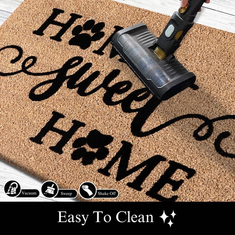 A1HC Natural Coir Flocked Doormat with Heavy Duty Non-Slip PVC Backing Fade Resistant, Pet Friendly Outdoor Welcome Mat