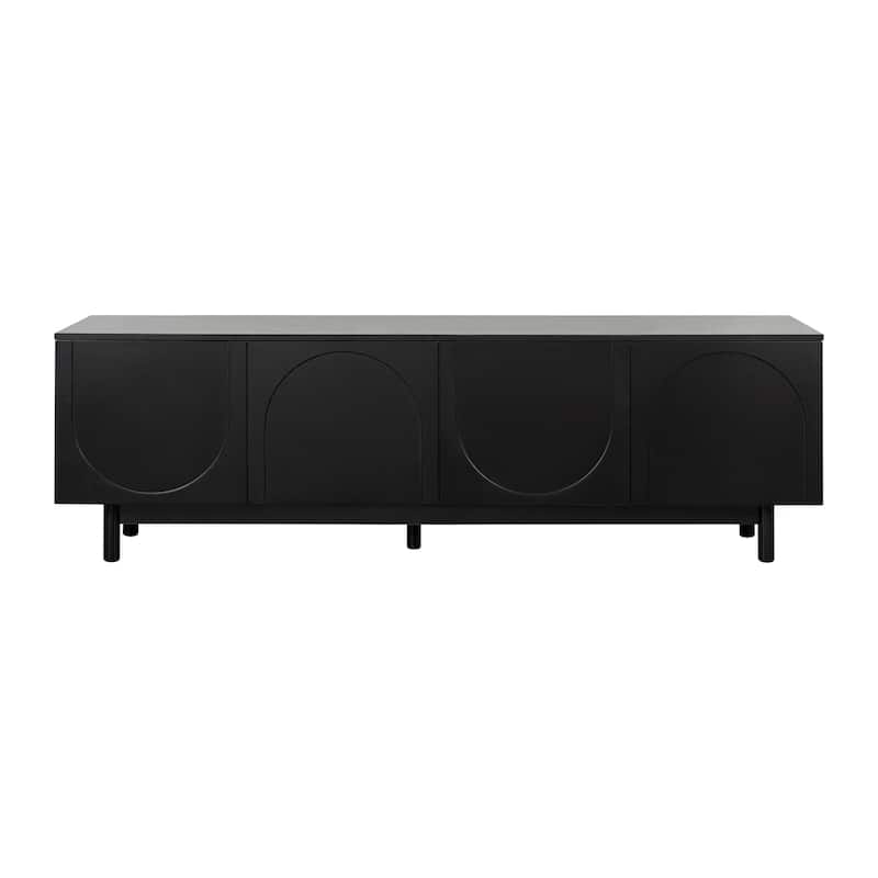 TV Stand for TVs Up to 78'', Entertainment Center with Solid Wood Legs, Practical Media Console with Adjustable Shelves