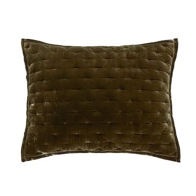 HiEnd Accents Stella Faux Silk Velvet Romantic Western Quilted Pillow Sham, 1PC