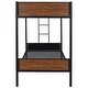 preview thumbnail 6 of 11, Brown Twin over Twin Size Metal Bunk Bed Modern Style Steel Frame with Safety Rail, Built-in Ladder