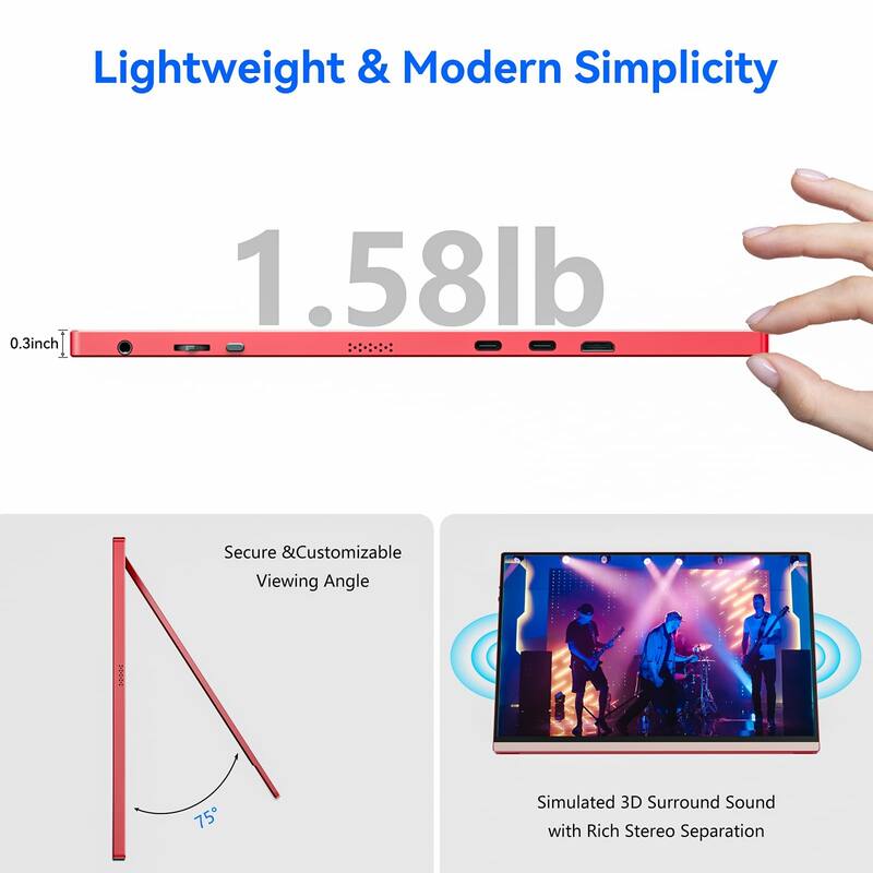 16 Inch Portable Monitor, 1920x1200P IPS Laptop Screen