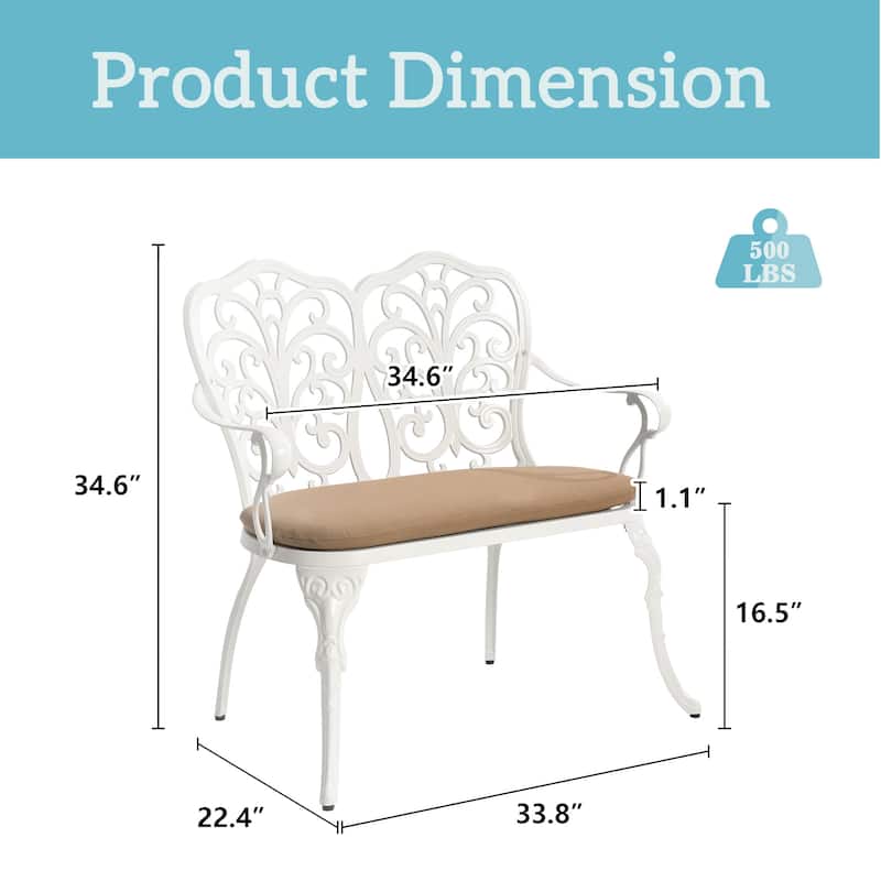 HOMEFUN Aluminum Outdoor Butterfly Loveseats Park Garden Bench